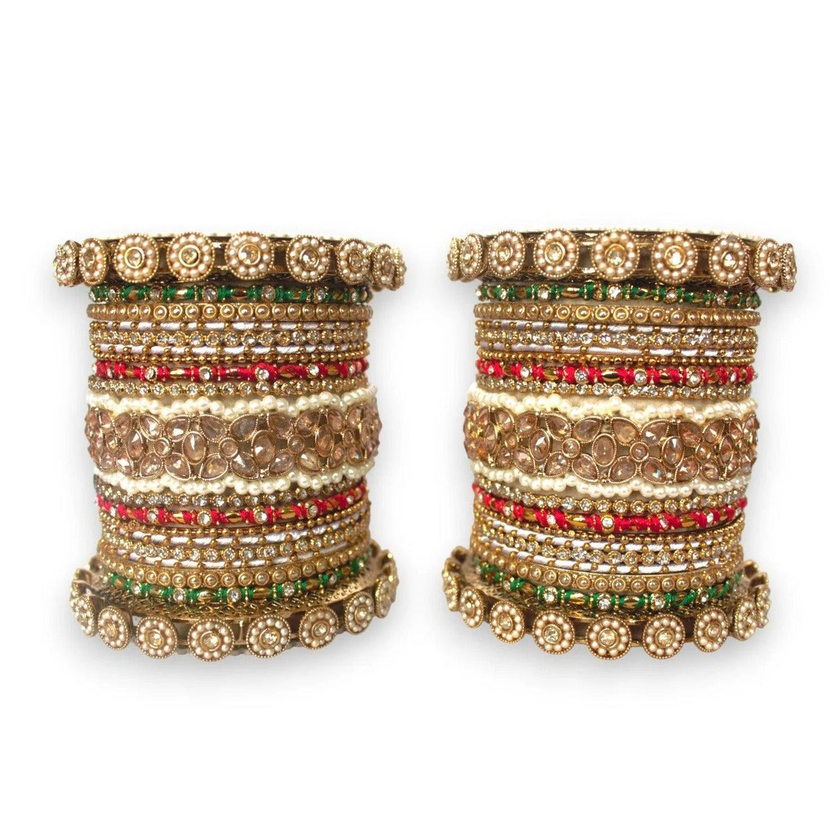 Kundan, Stones & Silk Threads Bridal Bangle Set for Women, Indian Bollywood Jewelry, Set of 2 - Libasaa