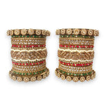 Kundan, Stones & Silk Threads Bridal Bangle Set for Women, Indian Bollywood Jewelry, Set of 2 - Libasaa