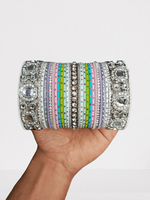 Bollywood Multicolor Silver Kundan Bangle Set - Libasaa