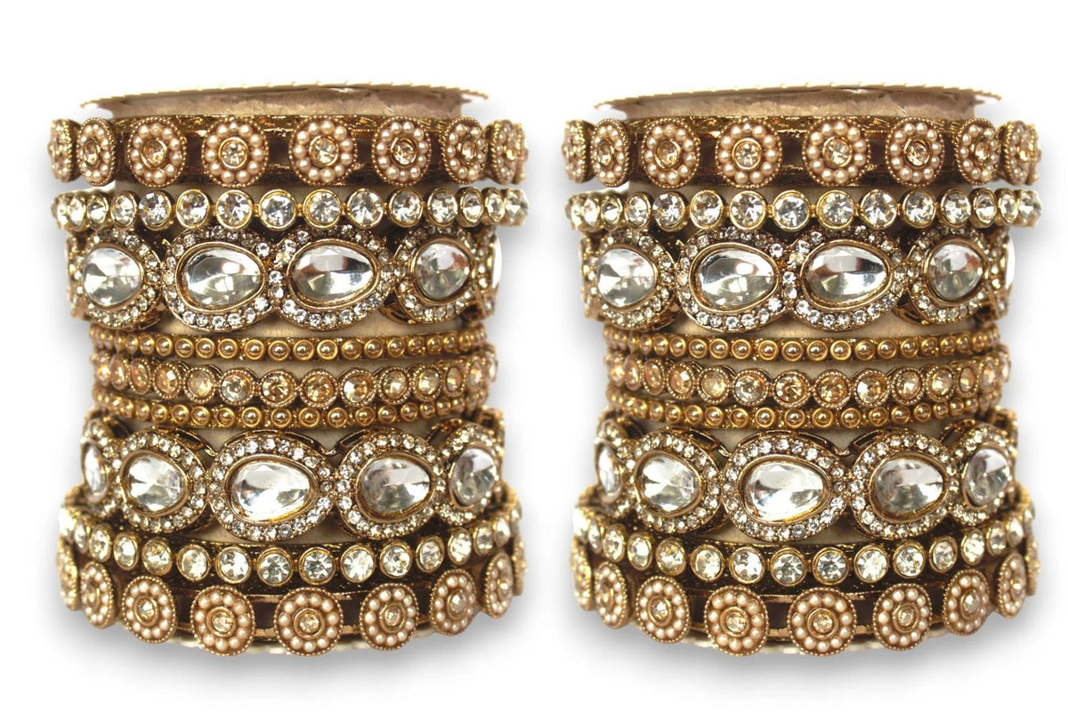 Kundan Kada Set, Indian Bangle Set, Thread Bangle Set, Kundan, Stones & Silk Threads Bridal Bangle Set for Women, Set of 2 for Both Hands - Libasaa