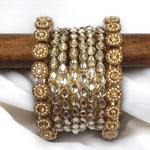 Kundan Kada Set, Indian Bangle Set, Thread Bangle Set, Kundan, Stones & Silk Threads Bridal Bangle Set for Women, Set of 2 for Both Hands - Libasaa