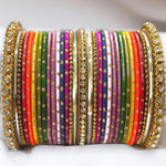 Rainbow Colorful dotted bangles set, Indian Bangle Set, Indian Pakistani Wedding Jewelry, Bridesmaids bangles, for any occasions, Set of 2 - Libasaa