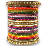 Rainbow Colorful dotted bangles set, Indian Bangle Set, Indian Pakistani Wedding Jewelry, Bridesmaids bangles, for any occasions, Set of 2 - Libasaa