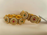 Polki Multicolor Stone Pearl Border Set of Bangles, Polki bangles, Indian bangle set, polki bangle set - Libasaa.com
