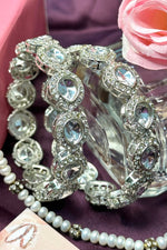 Pair of Premium quality Kundan Silver Cut Bracelet, Kada, Bangles, Statement piece, Set for 2 - Libasaa.com