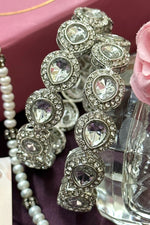 Pair of Premium quality Kundan Silver Cut Bracelet, Kada, Bangles, Statement piece, Set for 2 - Libasaa.com