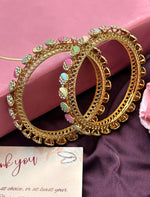 Color Bliss Gold Glimmer Pacheli Bangles Set, Pearl bangles Set, Bridal bangles, Wedding Bracelet Pack of 2 - Libasaa.com
