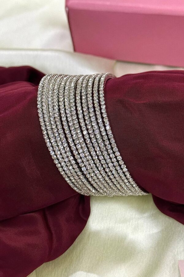 Glimmer Sleek Golden Silver Indian Bangles Set of 12 - Libasaa.com