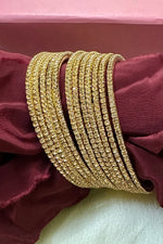 Glimmer Sleek Golden Silver Indian Bangles Set of 12 - Libasaa.com
