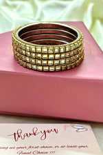 Kundan Gold Jewel Indian Bangles Set of 4 - Libasaa.com