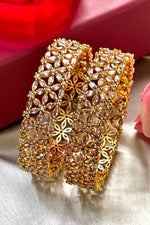 Indian Gold Plated American Diamond CZ Bangle Set - Libasaa.com