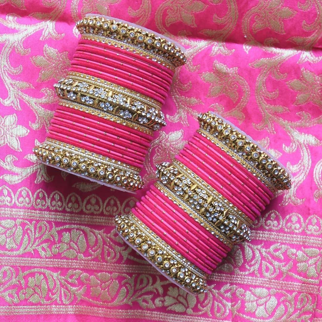 Indian Matte Textured Bangles in different color with stone kadas, Wedding bangles, Festive colors bangles, Kundan bangles Chudiya - Libasaa