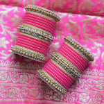Indian Matte Textured Bangles in different color with stone kadas, Wedding bangles, Festive colors bangles, Kundan bangles Chudiya - Libasaa
