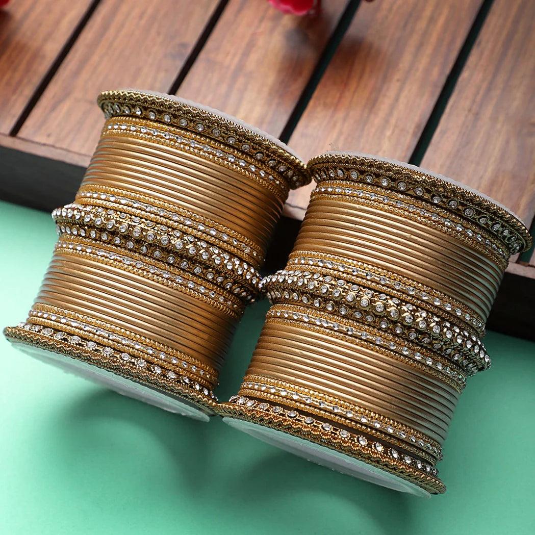 Indian Matte Textured Bangles in different color with stone kadas, Wedding bangles, Festive colors bangles, Kundan bangles Chudiya - Libasaa