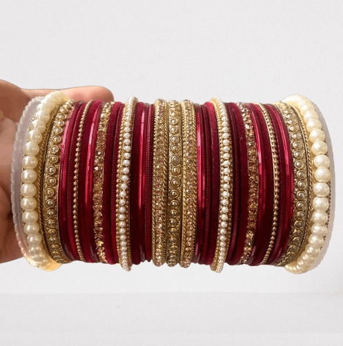 Bangles With Stone & Pearl Work Wedding Bangles Indian Jewelry - Libasaa