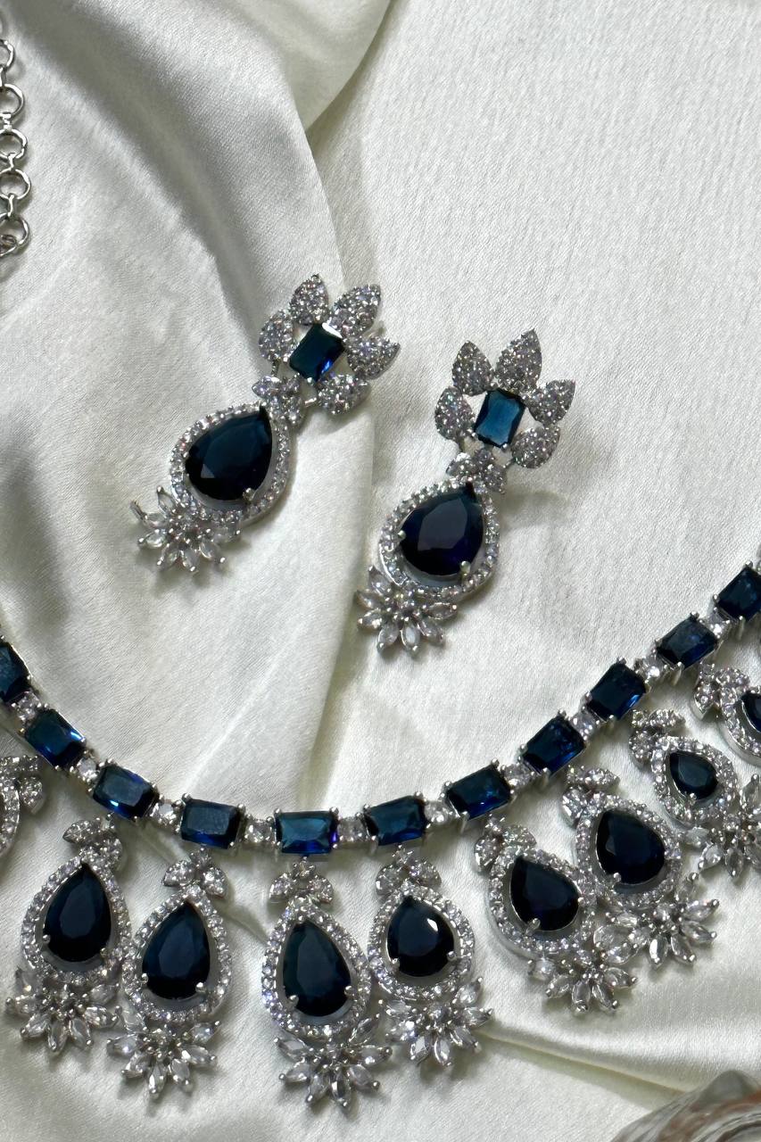 Celebrity Inspired Green necklace, Layered Emerald Green Faux, Diamond Necklace Set, Emerald Diamond Necklace, CZ Necklace - Libasaa.com