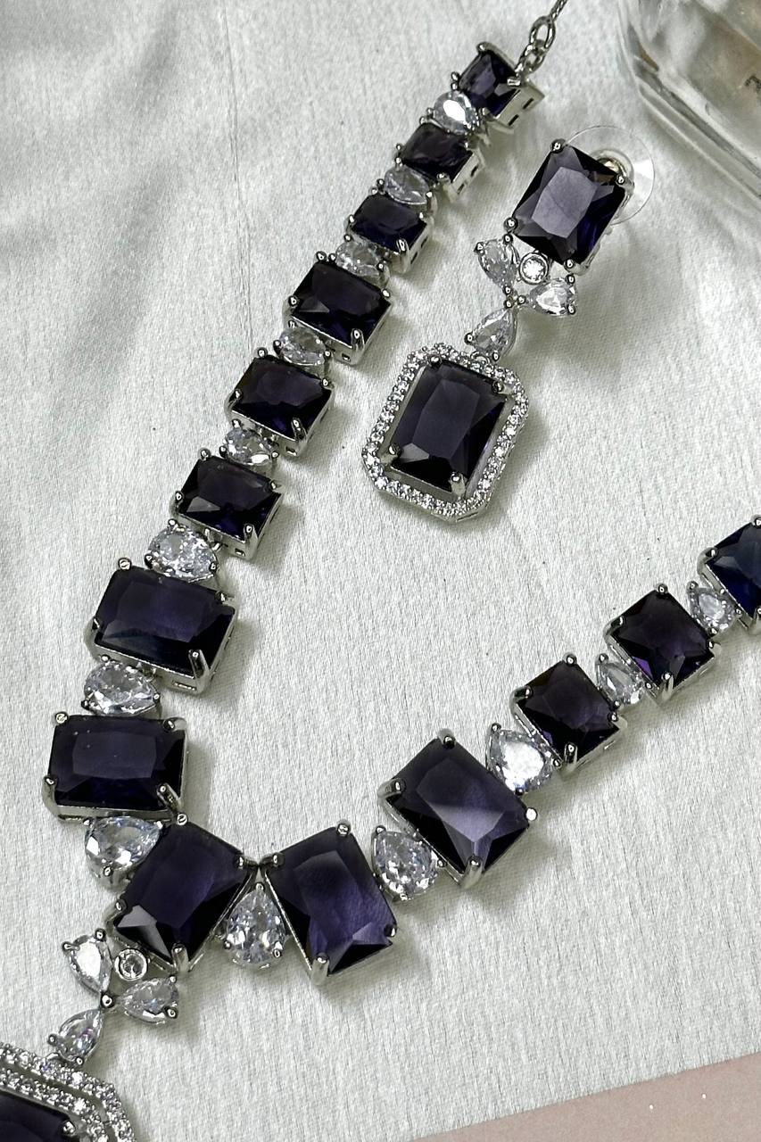 Green CZ Necklace, Emerald Green Necklace, Bridal Necklace, Bridal Sets, Crystal Sets, Green Wedding Jewelry, Cubic Zirconia Set, Bridal Set - Libasaa.com