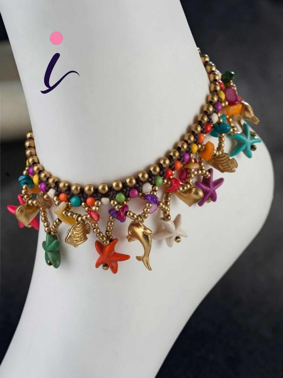 Bohemian Starfish Charms Beaded Bracelet Cum Anklet Pair for Women | Beach Shell Boho Foot & Hand Jewellery