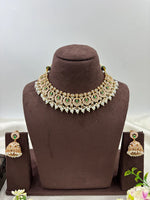 Mohini Antique Premium Moissanite Kundan Necklace Set with Earrings & Maang Tikka β Bridal & Party Jewelry (Copy) - Libasaa.com