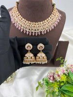 Mohini Antique Premium Moissanite Kundan Necklace Set with Earrings & Maang Tikka β Bridal & Party Jewelry (Copy) - Libasaa.com