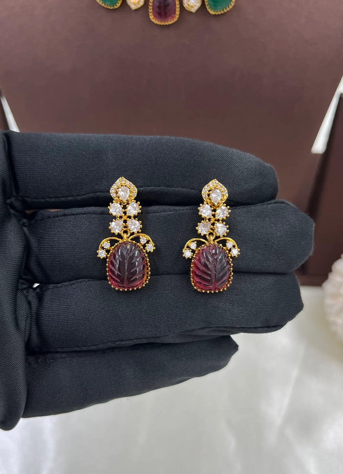 Multicolor Gemstone Victorian Necklace Set with Earrings – Bridal & Festive Jewelry - Libasaa.com