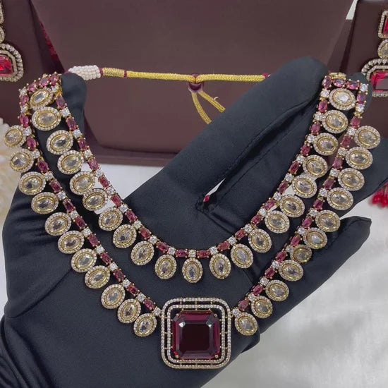 Victorian Double Layered Necklace Set – Elegant Bridal & Party Jewelry - Libasaa.com