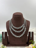 Three Layer Palki American Diamond Necklace β Bridal & Party Wear Jewelry - Libasaa.com