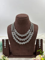 Three Layer Palki American Diamond Necklace β Bridal & Party Wear Jewelry - Libasaa.com