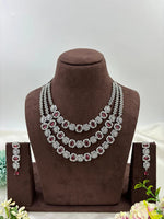 Three Layer Palki American Diamond Necklace β Bridal & Party Wear Jewelry - Libasaa.com