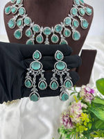 American Diamond Premium Necklace Set with Earrings β Bridal & Party Jewelry - Libasaa.com