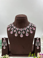 American Diamond Premium Necklace Set with Earrings β Bridal & Party Jewelry - Libasaa.com