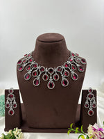 American Diamond Premium Necklace Set with Earrings β Bridal & Party Jewelry - Libasaa.com