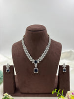 CZ Drop American Diamond Necklace Set with Earrings – Premium Bridal & Party Jewelry - Libasaa.com