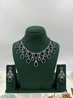 Multi Teardrop Necklace Set with Earrings β Bridal & Party Wear Jewelry - Libasaa.com