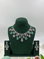 Multi Teardrop Necklace Set with Earrings β Bridal & Party Wear Jewelry - Libasaa.com