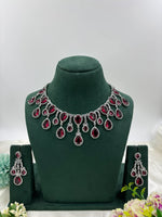 Multi Teardrop Necklace Set with Earrings β Bridal & Party Wear Jewelry - Libasaa.com