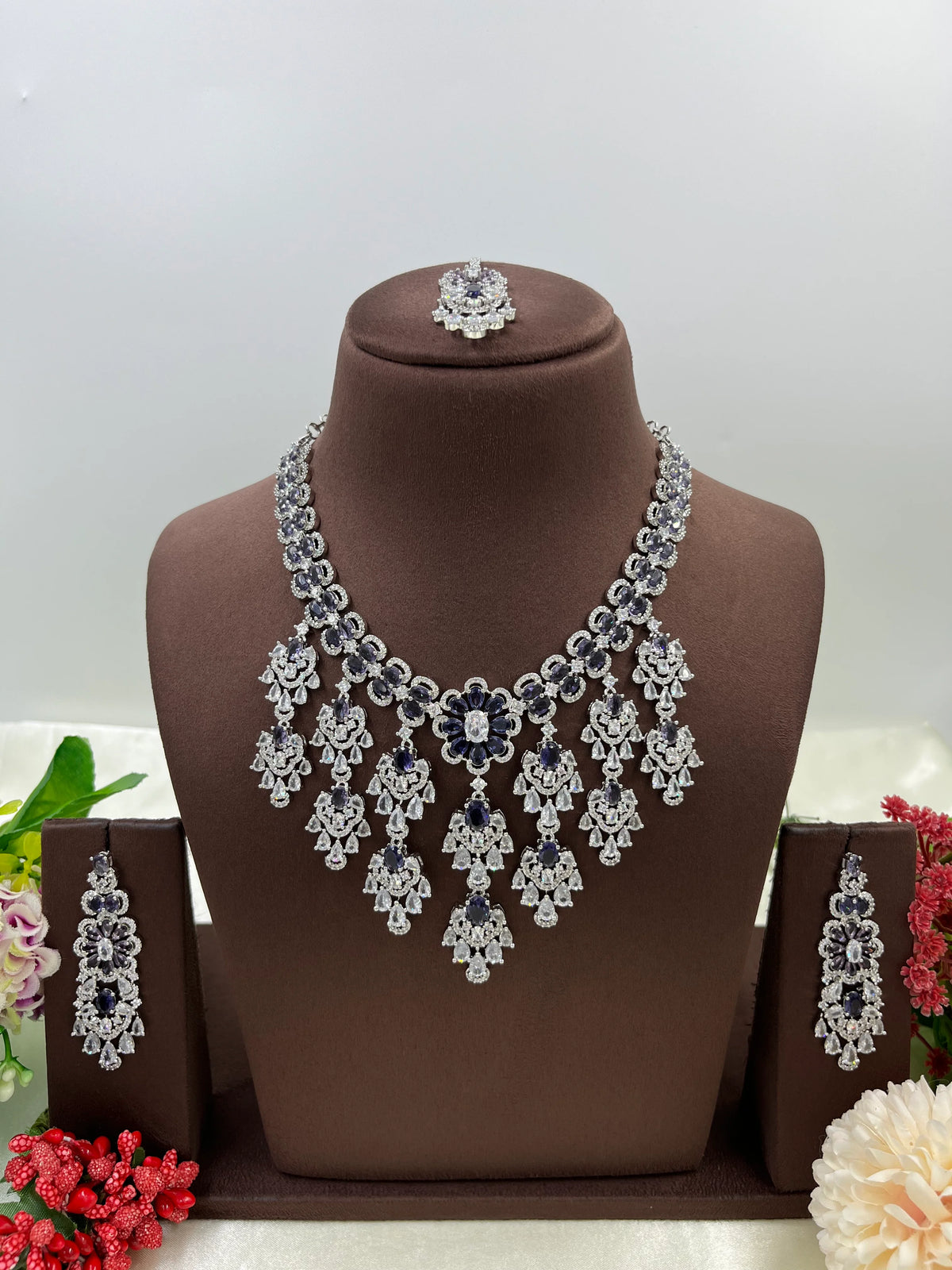 American Radiant Elegance Necklace Set with Earrings β Party & Bridal Jewelry - Libasaa.com