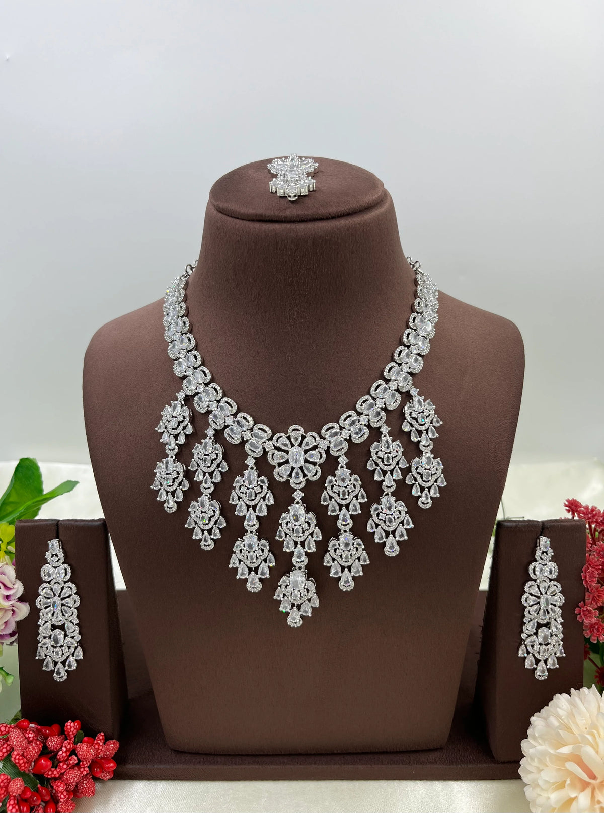 American Radiant Elegance Necklace Set with Earrings β Party & Bridal Jewelry - Libasaa.com