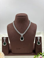 Premium Drop American Diamond Necklace Set with Earrings β Bridal & Party Wear - Libasaa.com
