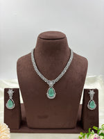Premium Drop American Diamond Necklace Set with Earrings β Bridal & Party Wear - Libasaa.com