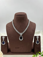 Premium Drop American Diamond Necklace Set with Earrings β Bridal & Party Wear - Libasaa.com