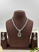 Premium Drop American Diamond Necklace Set with Earrings β Bridal & Party Wear - Libasaa.com