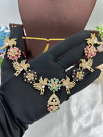 Exquisite Multi-Color Stone & Bird Motif Necklace Set - Libasaa.com