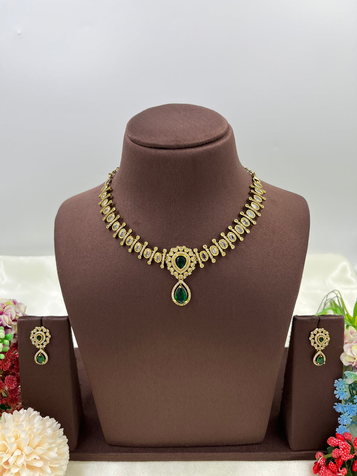 Elegant Drop Victorian Necklace Set with Earrings – Premium Party Wear Jewelry - Libasaa.com