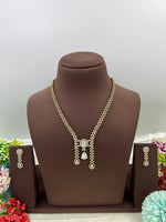 Victorian Drop Necklace Set with Ruby Red Stones & Matching Earrings - Libasaa.com