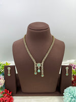 Victorian Drop Necklace Set with Ruby Red Stones & Matching Earrings - Libasaa.com