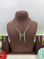 Victorian Drop Necklace Set with Ruby Red Stones & Matching Earrings - Libasaa.com