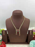 Victorian Drop Necklace Set with Ruby Red Stones & Matching Earrings - Libasaa.com