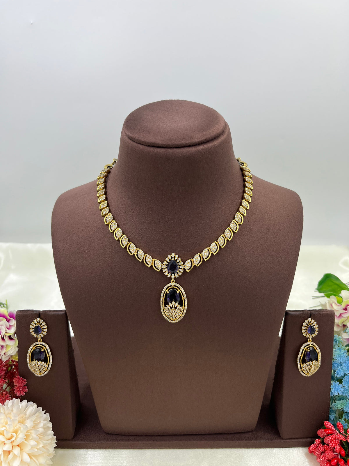 Single Line Victorian Drop Necklace Set with Earrings β Elegant Party Jewelry - Libasaa.com