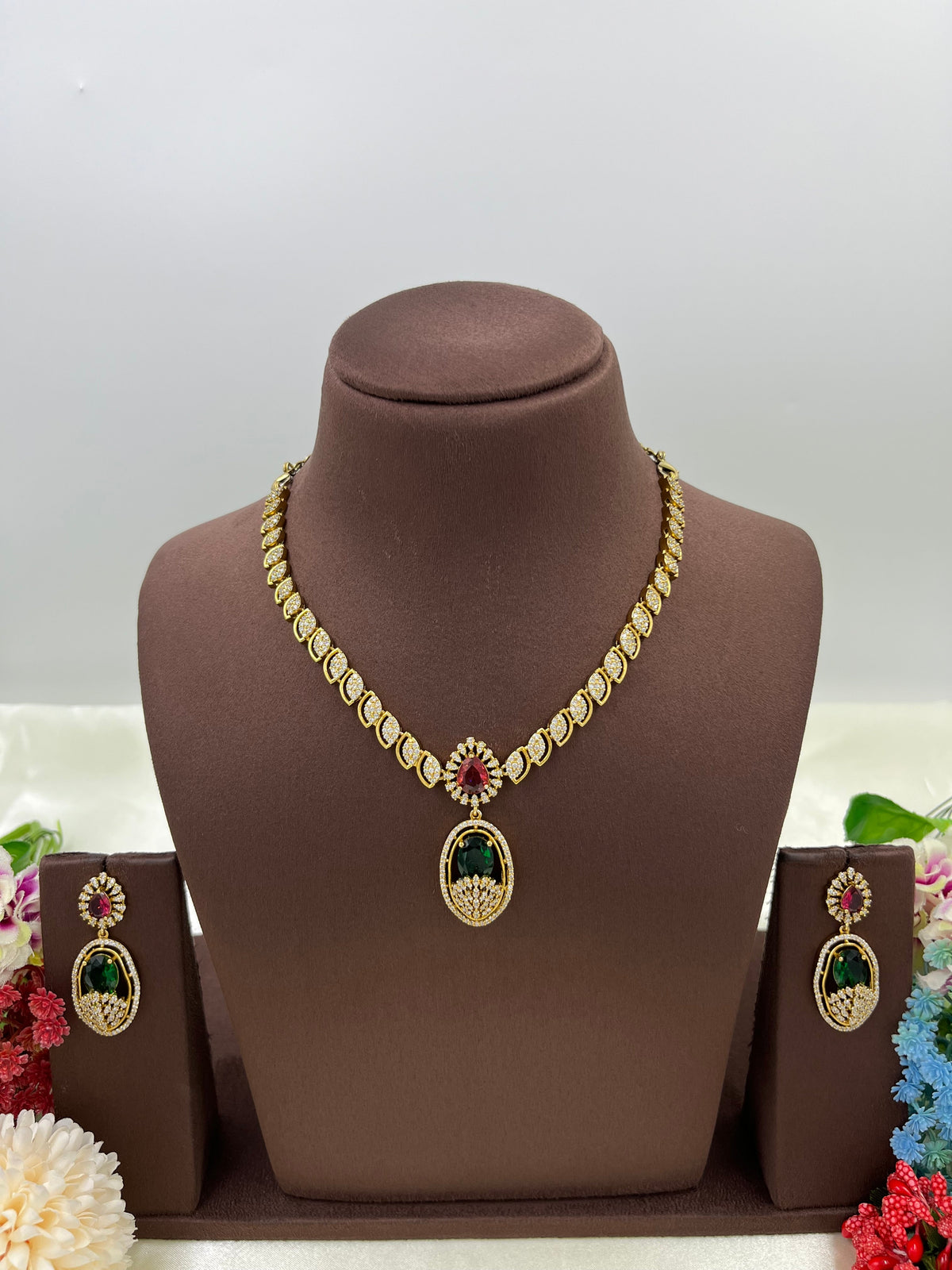 Single Line Victorian Drop Necklace Set with Earrings β Elegant Party Jewelry - Libasaa.com